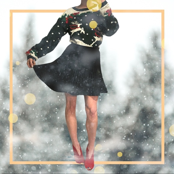 Knit Pull Over Ugly Christmas sweater Holiday Party, Reindeer Red, Green, White - Picture 13 of 13